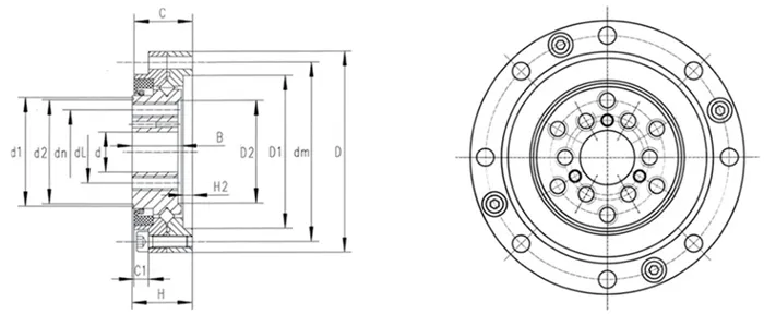 XRB系列機器人軸承-CSG/CSF諧波減速機用交叉滾子軸承結(jié)構(gòu)圖