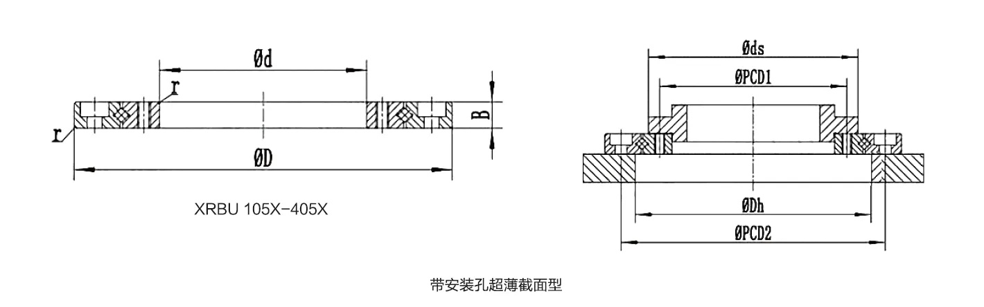 XRBU系列交叉滾子軸承結(jié)構(gòu)圖