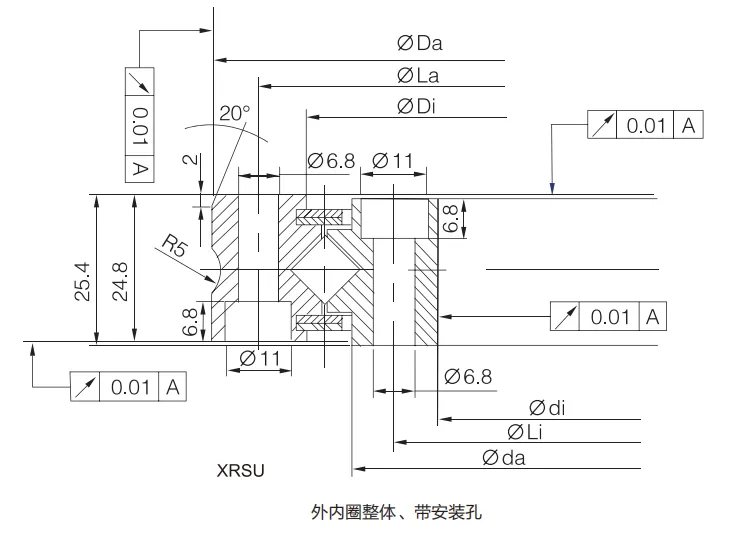 XRSU系列交叉滾子軸承結構圖